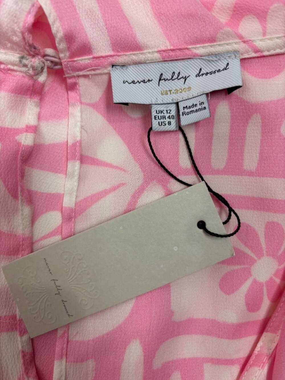 Never Fully Dressed Pink Dallas Playsuit Womens US 8 Retro Floral Print Ruffle - Picture 11 of 13